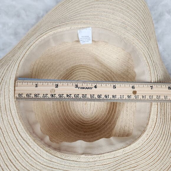 Elegant Cream Sun Hat with Beaded Detail - Picture 8 of 12